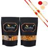 Ghasitaram Gifts Rakhi Gifts for Brothers Rakhi Sweets - Best of 2 Assorted Bites 200 GMS and Butter Chakli Sticks 100 GMS Pouch with 2 Pearl Beads Rakhis view 1