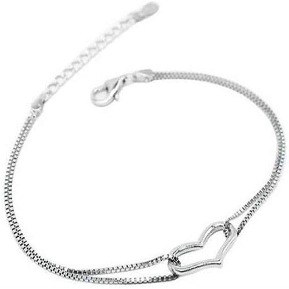 Bracelet Jewelry Silver Bracelet Love Heart-Shaped 925 Silver Women S Bracelet Ankle Party Bracelet Jewelry Gift