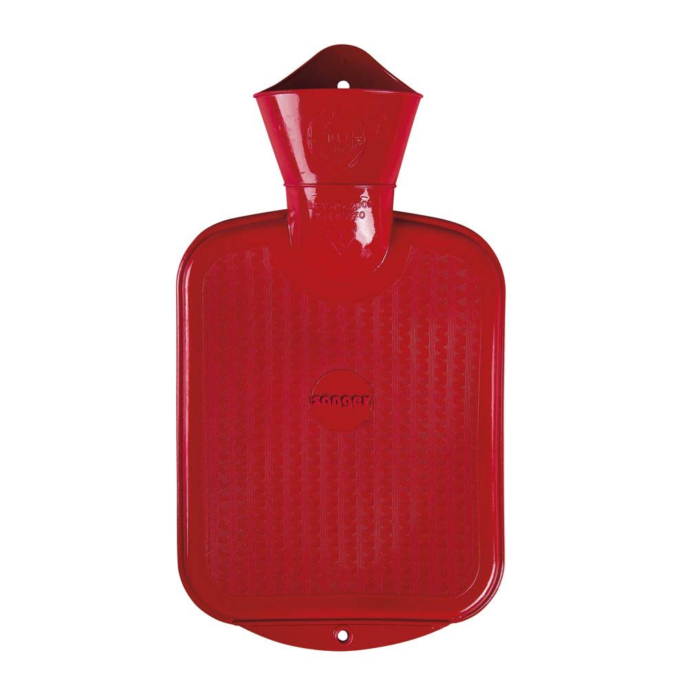 0.8 litre natural rubber hot water bottle, colour: red