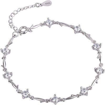 Bracelet Jewelry White Gold Plated 925 Bracelet Ladies Flower Bracelet