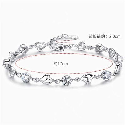 Bracelet Jewelry Women S Silver-Plated Crystal Bracelet Diamond-Shaped Zircon Heart Bracelet