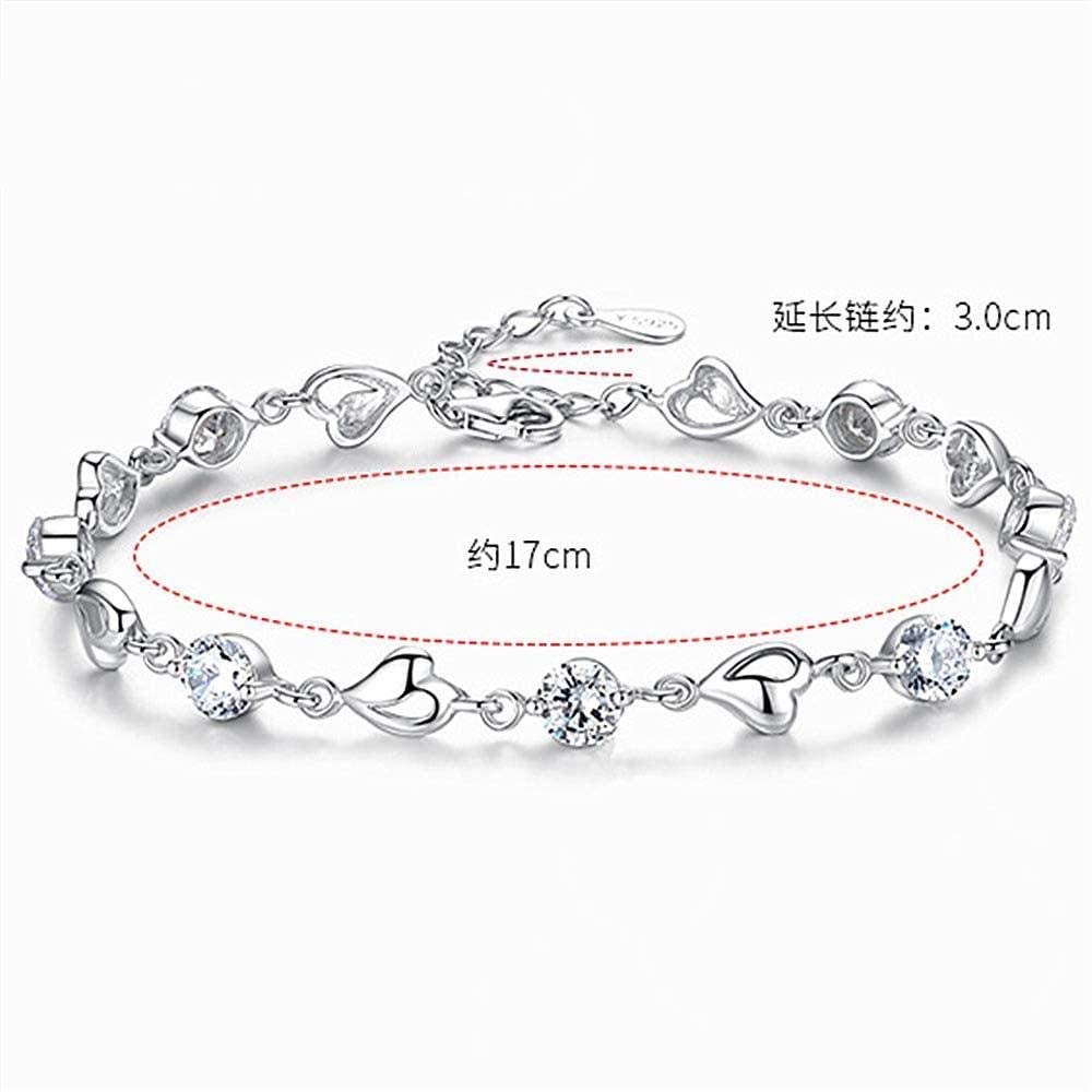 Bracelet Jewelry Women S Silver-Plated Crystal Bracelet Diamond-Shaped Zircon Heart Bracelet