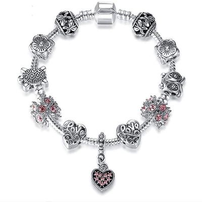 Bracelet Jewelry Silver Bracelet European Crystalbead Bracelet Bracelet Lady Silver Heart Charm Bracelet Diy Jewelry Bracelet