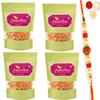 Jaiccha Ghasitaram Rakhi Gift for Brother - Chana JOR 800 GMS in Green Paper Pouch with Rudraksh Rakhi view 1