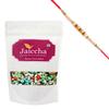 Jaiccha Ghasitaram Rakhi Gifts for Brothers Rakhi Chocolate - Stone/Rock Chocolates 200 GMS in White Paper Pouch with Pearl Rakhi view 1