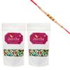 Jaiccha Ghasitaram Rakhi Gifts for Brothers Rakhi Chocolate - Stone/Rock Chocolates 400 GMS in White Paper Pouch with Pearl Rakhi view 1