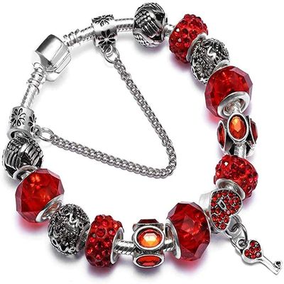 Bracelet Jewelry Heart Lock Bead Bracelet Diy Sweet Key Peach Round Bead Bracelet