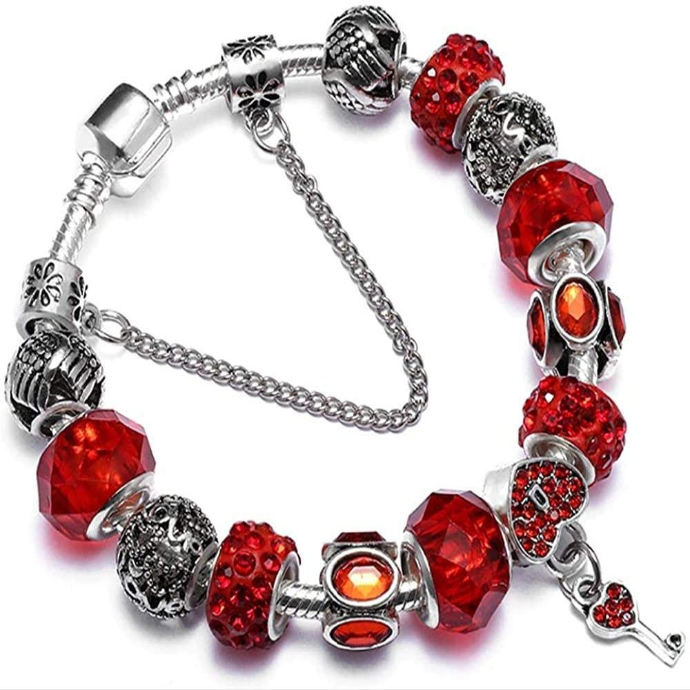Bracelet Jewelry Heart Lock Bead Bracelet Diy Sweet Key Peach Round Bead Bracelet