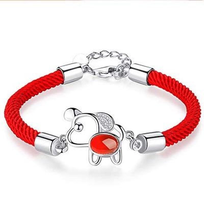 Bracelet Jewelry Ladies 925 Silver Plated Bracelet Red Rope Auspicious Red Agate Bracelet