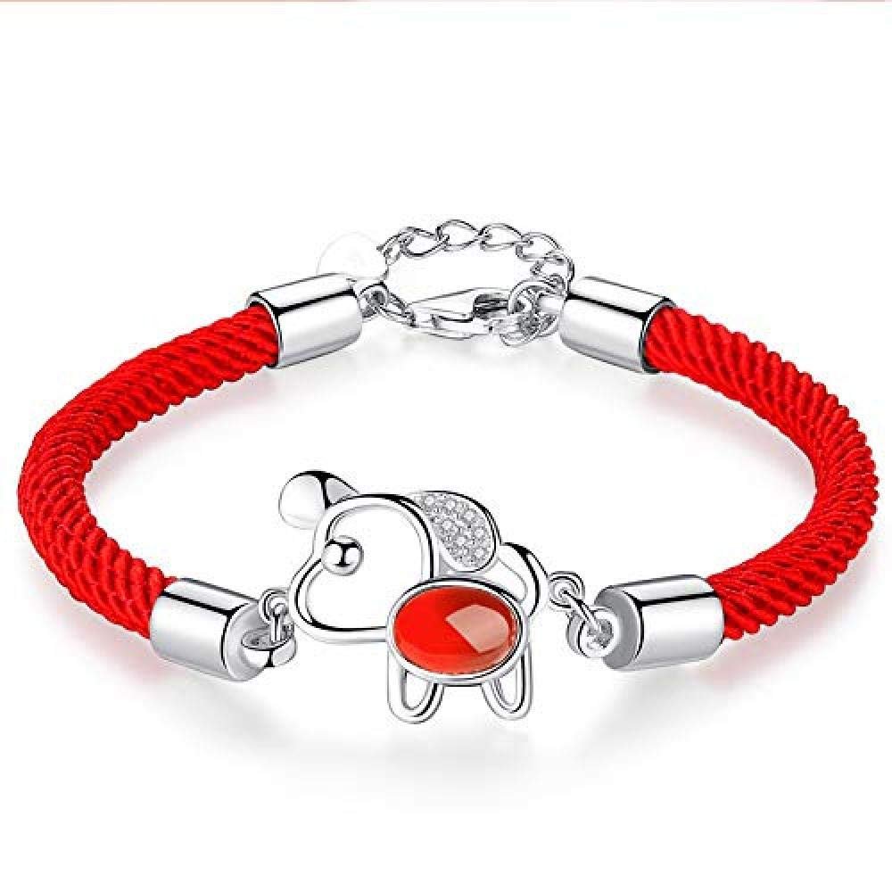 Bracelet Jewelry Ladies 925 Silver Plated Bracelet Red Rope Auspicious Red Agate Bracelet