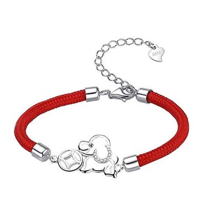 Bracelet Jewelry Ladies 925 Silver Plated Bracelet Hypoallergenic Red Rope Bracelet