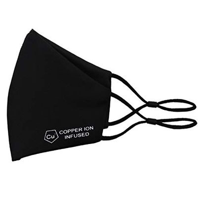 Face Mask Copper Ion infused  Washable & Reusable with Antibacterial active Copper Ions. UK Covering Commuting Anti Pollution Facemask Bike Motorcycle Cycling Sports Adult Black