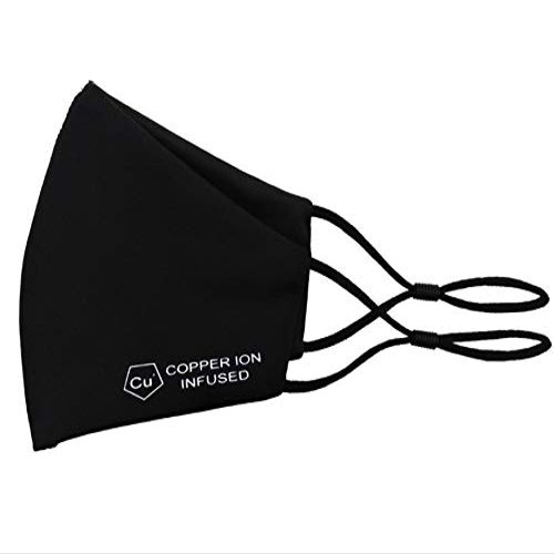 Face Mask Copper Ion infused  Washable & Reusable with Antibacterial active Copper Ions. UK Covering Commuting Anti Pollution Facemask Bike Motorcycle Cycling Sports Adult Black