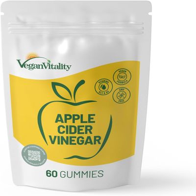 Apple Cider Vinegar Gummies - Appetite ACV Gummies That Work Fast - Reinforced with Beetroot, Pomegranate, B6 & B12, Vegan Vitality 60 Gummies - Keto Gummies