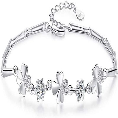 Bracelet Jewelry Women S Silver Bracelet Four Leaf Clover Zircon Bracelet