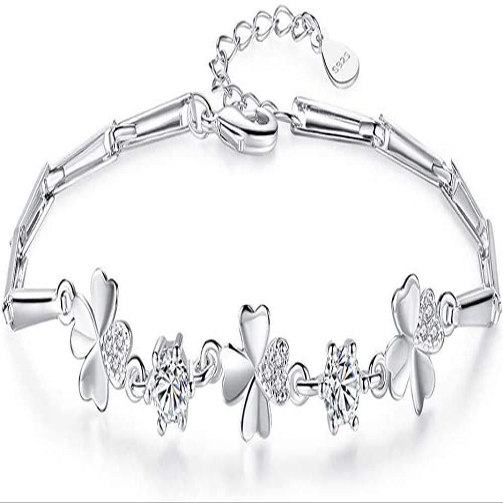 Bracelet Jewelry Women S Silver Bracelet Four Leaf Clover Zircon Bracelet