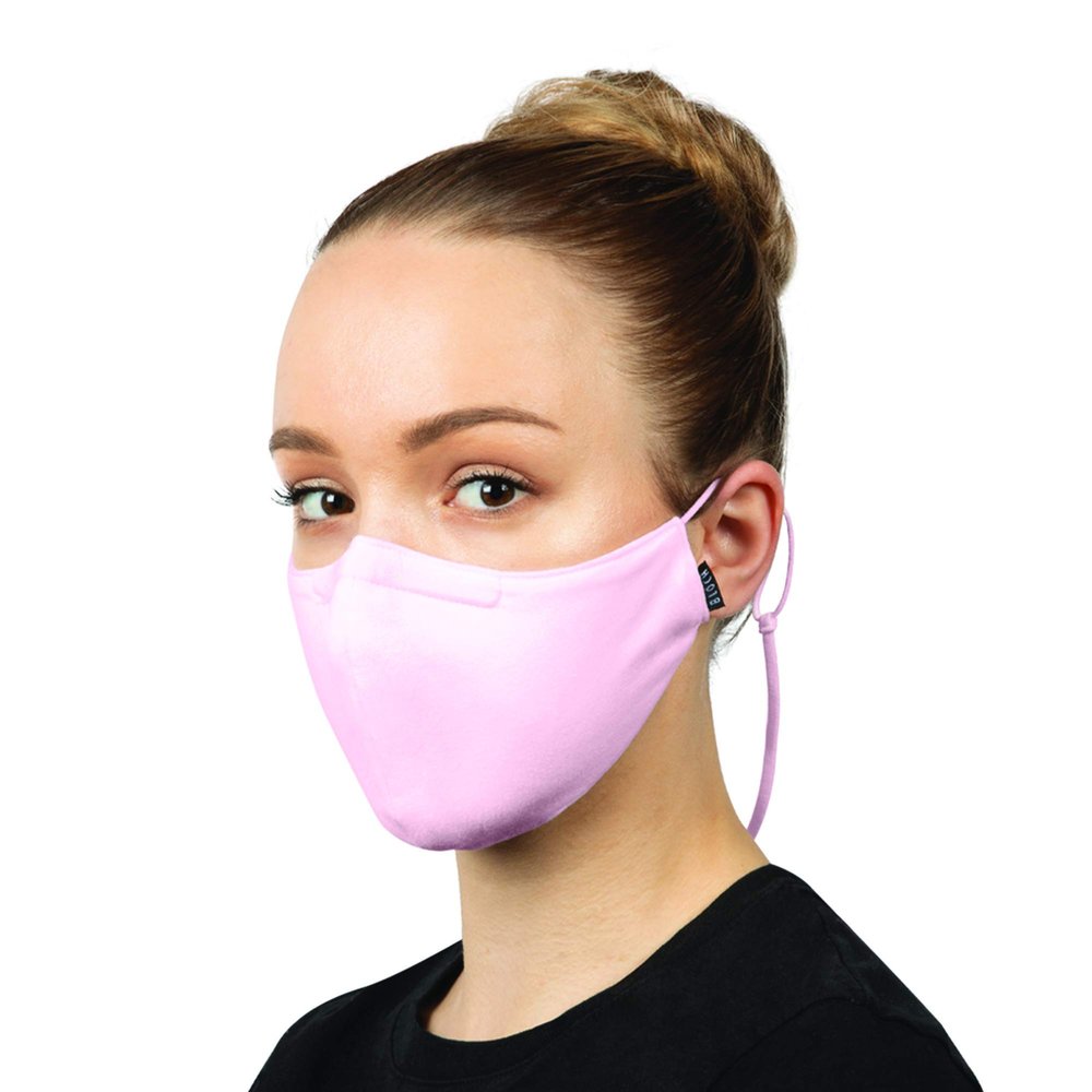 Bloch unisex-adult Adult Soft Stretch Reusable Face Mask With Lanyard and Moldable Nose Pad (Pack of 3), Light Pink, One Size