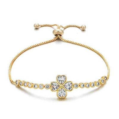 Bracelet Jewelry Women S Bracelet Simple Classic Four-Leaf Clover Bracelet Personalized Micro-Set Zircon Gold-Plated Bracelet