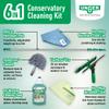 UNGER 6 Piece Conservatory Window Cleaning Kit - 6m Telescopic Pole, Squeegee/Washer, Cobweb Duster, Microfibre Cloths, Soap - Extendable Long Reach view 3