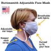 Buttonsmith White Adult Cotton Adjustable Face Mask with Filter Pocket - Pack of 4 - Two Layer Soft T-Shirt Material - Washable - Made in The USA view 2