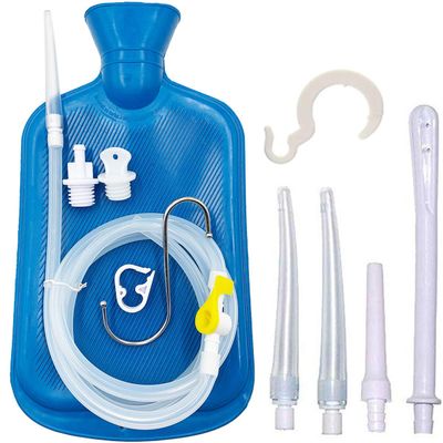 Smokitcen Enema Kit  2L Enema Bag 5.0ft. Long Silicone Hose  5 Multi-Size Reusable Tips  Controlled Water Flow  for Colon Detox Cleanse Enemas