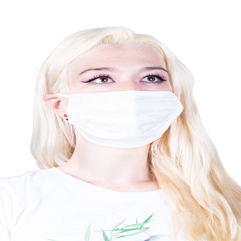 Face Protection Anti Dust Washable Fabric Organic Cotton 100% Standards AFNOR Made in France With Nasal Barrette Per Pack of 2 (Ecru)