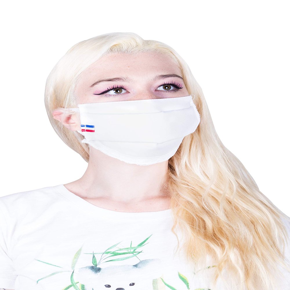 Face Protection Washable Fabric 100% Cotton with Nasal Barrette Made in France AFNOR Standards Two Layers per Pack of 2 (Off-White)