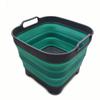 SAMMART 10L Collapsible Dishpan with Draining Plug - Foldable Washing Basin - Portable Dish Washing Tub - Space Saving Kitchen Storage Tray (Grey/Turquoise Blue, 1) view 1