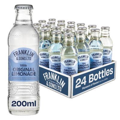 Franklin & Sons 1886 Original Lemonade | 24 x 200ml Bottle Case | Traditional Recipe | Founded 1886 | Sharp, Sweet And Crisp | Fresh Lemon Taste | Premium Mixer | Fizzier for longer