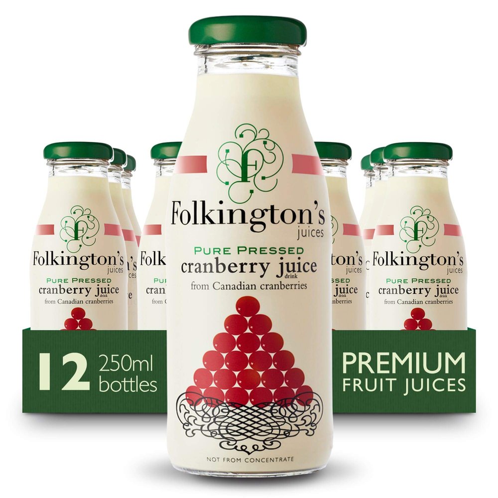 Folkingtons Cranberry Juice - 12x250ml