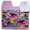 100% Cotton Catheter Night Bag Holder with a Handle. Cover for a Catheter Night Bag. Large Pink Flowers. view 2