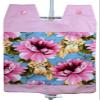 100% Cotton Catheter Night Bag Holder with a Handle. Cover for a Catheter Night Bag. Large Pink Flowers. view 3