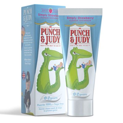 Punch & Judy Kids Toothpaste - Baby Strawberry Flavour, 0-2 Years, Fluoride, Sugar Free 50ml (Pack of 1)