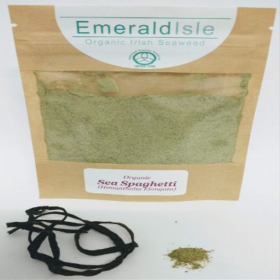 Emerald Isle Seaweed Organic Flakes Granules Herbs, Dulse, Sweet kelp, Kombu, Sea Spaghetti, Wakame, Bladder Wrack, Salt Replacement, Flavour Enhancer (Sea Spaghetti Powder 40g)