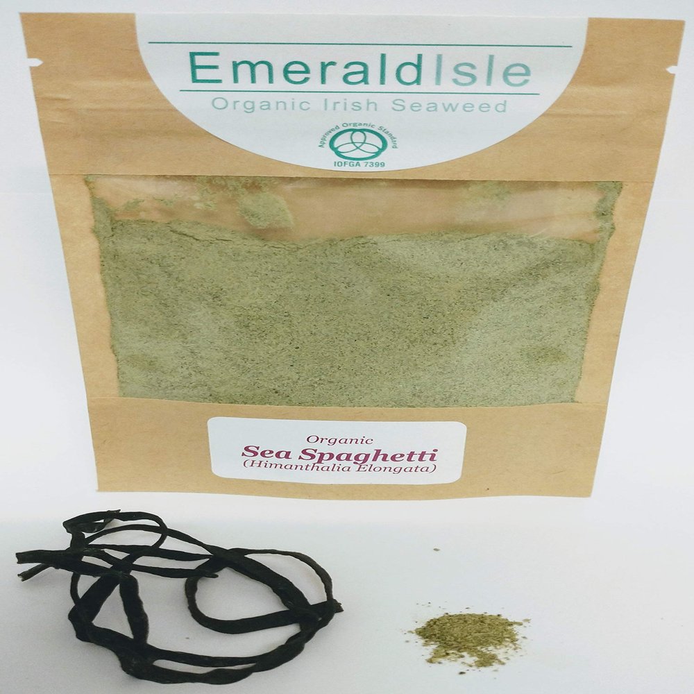 Emerald Isle Seaweed Organic Flakes Granules Herbs, Dulse, Sweet kelp, Kombu, Sea Spaghetti, Wakame, Bladder Wrack, Salt Replacement, Flavour Enhancer (Sea Spaghetti Powder 40g)