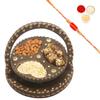Ghasitaram Gifts Rakhi Gifts for Brothers Foldable Basket of Almonds, Sugarfree Bites and Diet Chiwda with Beads Rakhi view 1