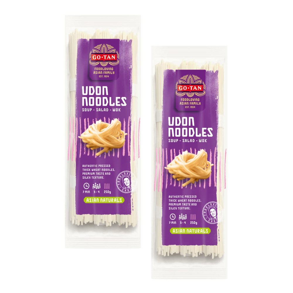 Go-Tan | Japanese Udon Noodles | Japanese Pasta | Soft Wheat Flour - 2 x 250 Gr
