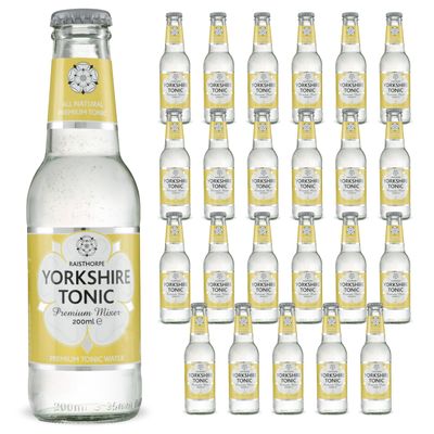 Tonic Water for Gin - Premium Tonic Water w/Quassia & Sicilian Lemon Extracts, Sugar, Carbonated Water, & Vitamin C - Mixers for Drinks, Vodka, Cocktails, & Mocktails - Raisthorpe Manor, 200ml, 24-Pk