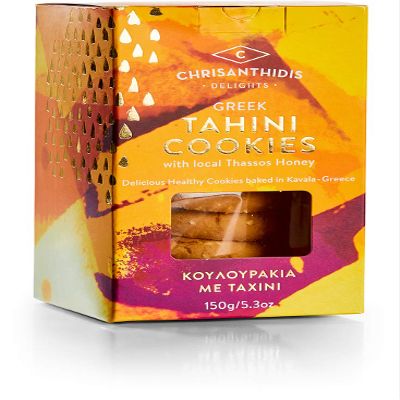Chrisanthidis Delights Greek Tahini Cookies with Local Thassos Honey, Pack of 4 X 150 g (Total: 600 g)