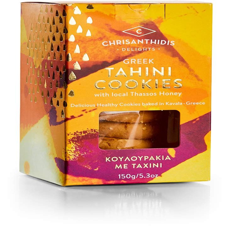 Chrisanthidis Delights Greek Tahini Cookies with Local Thassos Honey, Pack of 4 X 150 g (Total: 600 g)