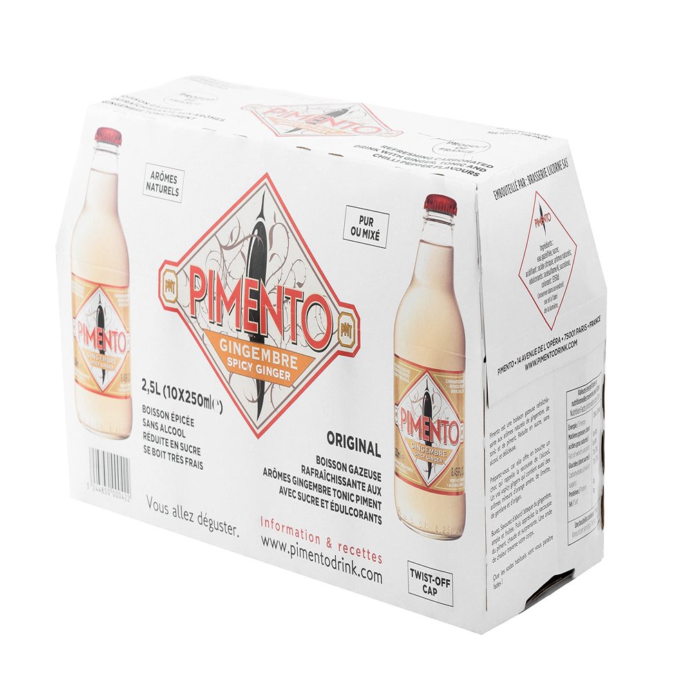 Pimento Ginger & Chilli Beer, Natural Ingredients, 0% ABV, Gold, 250 ml, Pack of 10