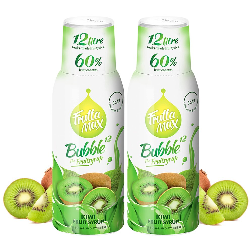 2 Pack - FruttaMax Kiwi Syrup | Less Sugar | 60% Real Fruit Concentrate | Suitable for soda Machine 2x500ml