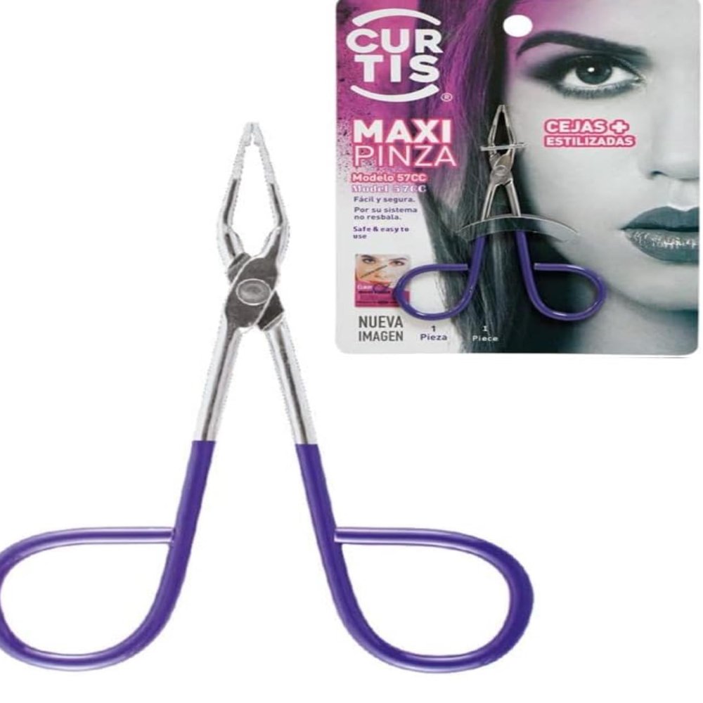 Professional Salon Tweezers with Easy Scissor Handle, The Best Precision Eyebrow Tweezers Men/Women; Portable Beauty Tool for Facial Hair, Ingrown Hair, Blackhead; Purple Made in Mexico (Updated)