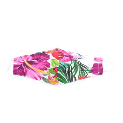 OgLuxe Womens 100% Cotton Washable Outdoor Face Protector Mouth Cover Floral with Ear Loops (White Jungle)