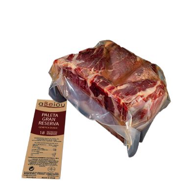 aBeiou. 1KG BONELESS Great Reserve DUROC PREMIUM HAM SHOULDER. Spanish serrano. Matured for more than 18-20 months (vacuum-packed ham) Product of the Iberian Peninsula. Guijuelo (Spain).