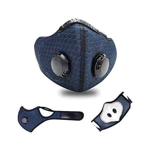 Chishti Anti-dust Mask Unisex Training Smog Face Mask Running Dust Filter Cover Masks Cycling Bike (Ear Loop) (Blue)