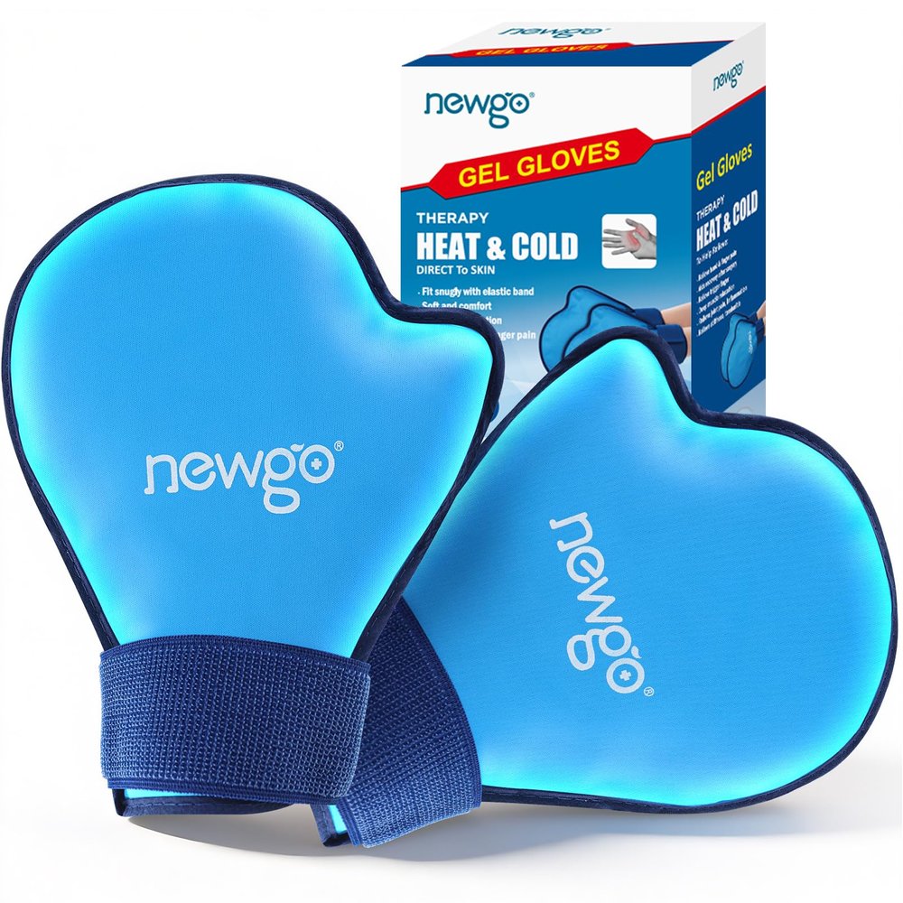 NEWGO Hand Ice Pack Glove, 2Pack Hot Cold Therapy Full Coverage Ice Cryotherapy Gloves, Soft Gel Cold Gloves for Arthritis, Carpal Tunnel, Chemotherapy, Swelling -Blue