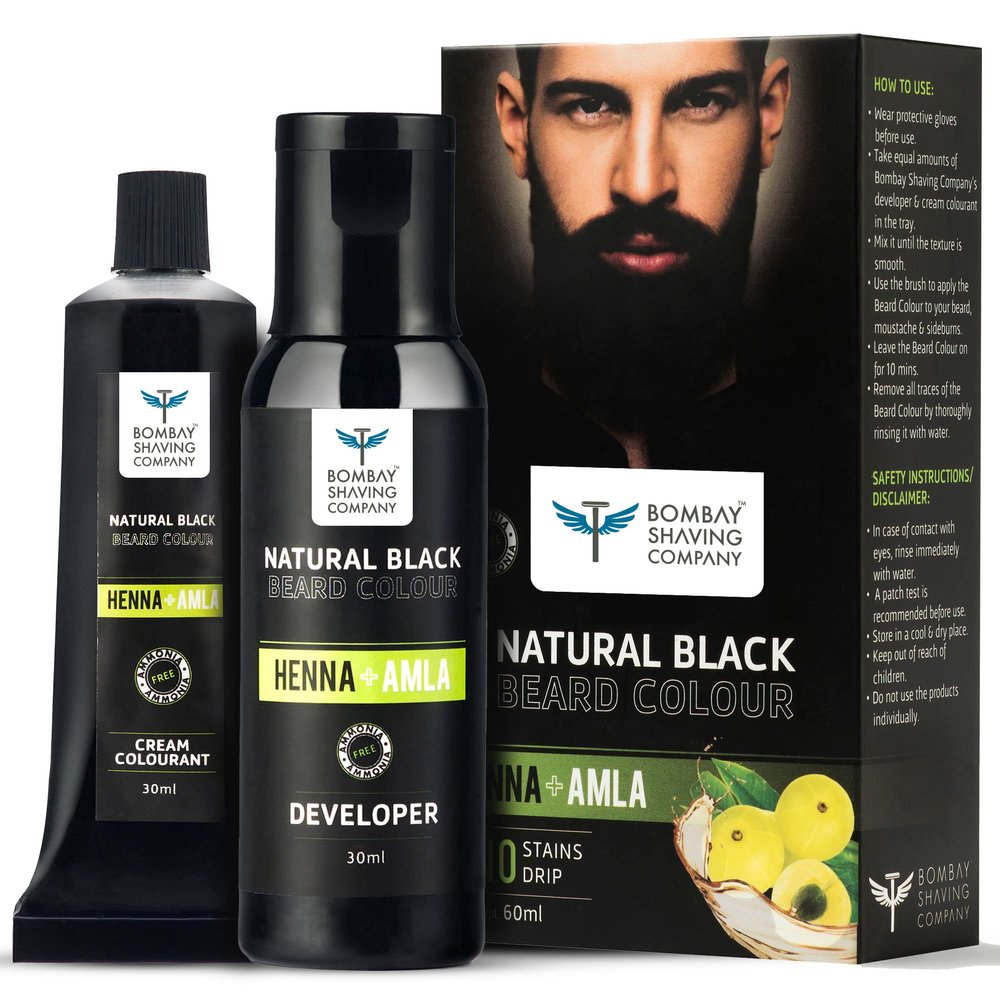 BOMBAY SHAVING COMPANY NATURAL BLACK BEARD COLOUR HENNA + AMLA 60ml PACK