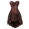 jutrisujo Steampunk Skirts Women Bustier Dress Asymmetry Gothic Punk Leather Pirate Costume Halloween Plus Size Brown M view 1