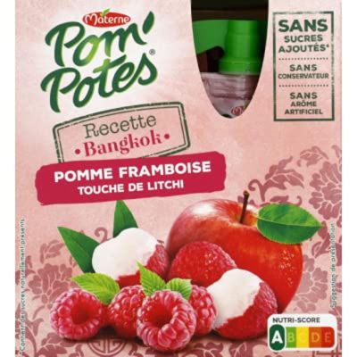 Materne Bangkok Recipe Pom-Pots without Added Sugar - 4 x 90 g Compotes